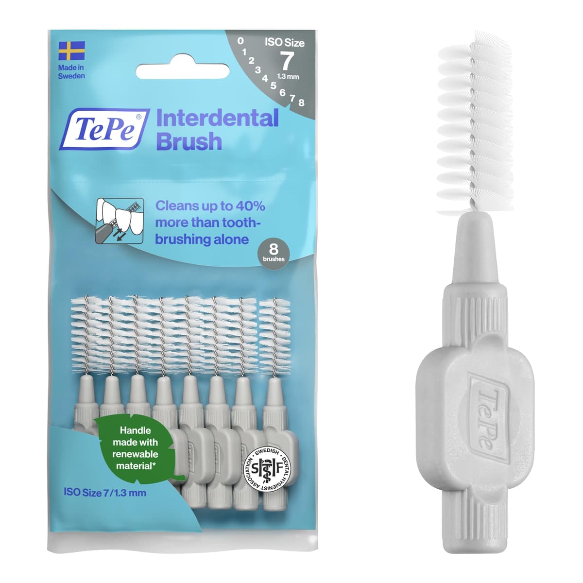 TePe Interdental Brush, Original, Yellow, 0.7mm/ISO 4, 8pcs, efficient Cleaning Between Teeth, Plaque Remover and Dental flosser for Small Gaps — view 29