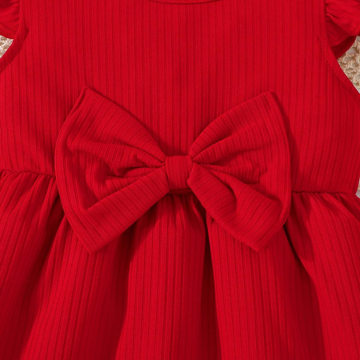 Vestido Verano Para Niña con Estampado de Mariposas Lazo Volantes sin Mangas Bonito Vestido de Lunares Para Niña — view 4