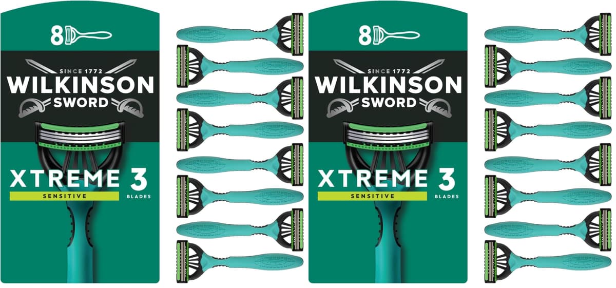 Wilkinson Sword Xtreme 3 Sensitive Men's Disposable Razors, Great Addition to Wash Bags for Men's Grooming, Great Shavers for Routine Shaving, 8 Pack — view 10