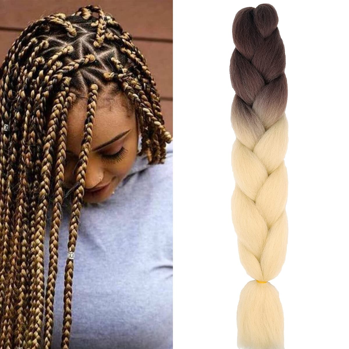 24" Braiding Hair Extension Jumbo Braids Synthetic 3bundles/pack Crochet Hair Afro Box Braid Heat Resistent (Dark Purple) — view 150