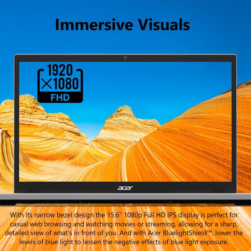 acer Aspire Go 15 AI Ready Laptop | 15.6" FHD IPS Display | AMD Ryzen 3 7320U | AMD Radeon 610M Graphics | 8GB LPDDR5 | 128GB PCIe SSD | Wi-Fi 6 | Windows 11 Home in S Mode | AG15-21P-R5YG — view 4