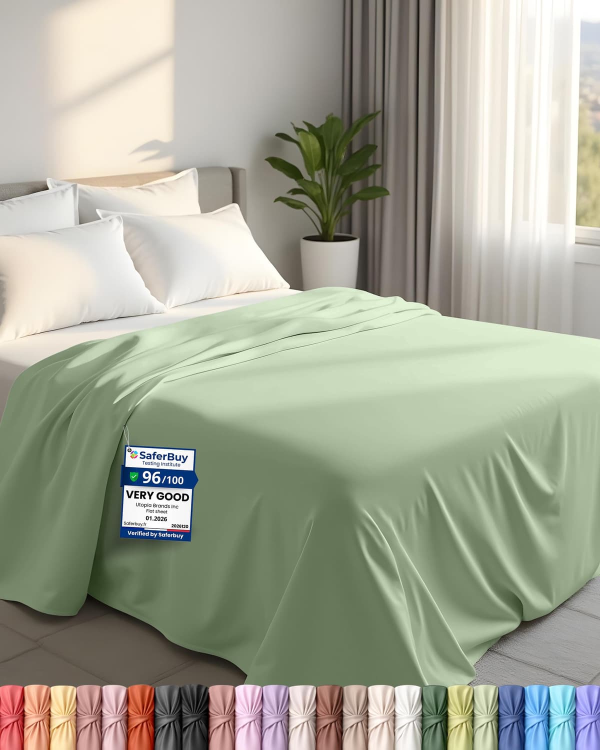 Utopia Bedding - Flat Sheet Double - Easy Care Soft Brushed Polyester - Microfiber Fabric - Wrinkle, Shrinkage, and Fade Resistant - White — view 10