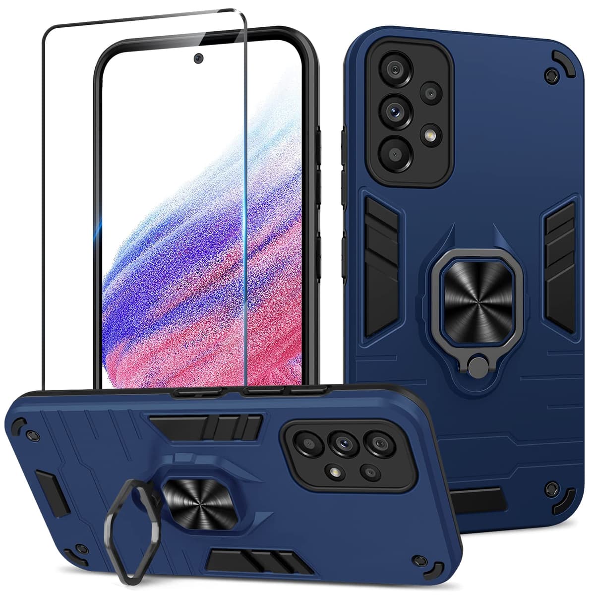 Funda para CMF Phone 2 Pro, Carcasa Antigolpes con Soporte anular metálico, Case Protectora de Grado Militar, Negro — view 352