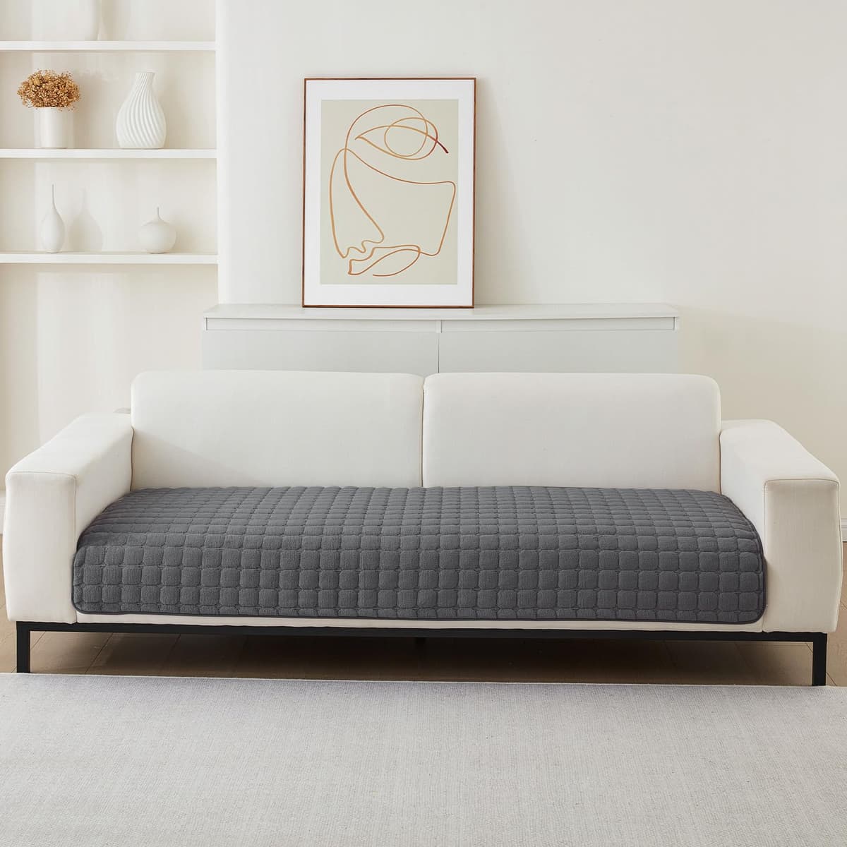 GKXLH Soft Flannel Sofa Covers Washable - New Sofa Cushion Covers, Non-Slip Sofa Cover 1 2 3 Seater Couch Covers for Sectional Sofa, Sofa Slipcovers L Shape Furniture Protector (Grey, 90x160cm) — view 4