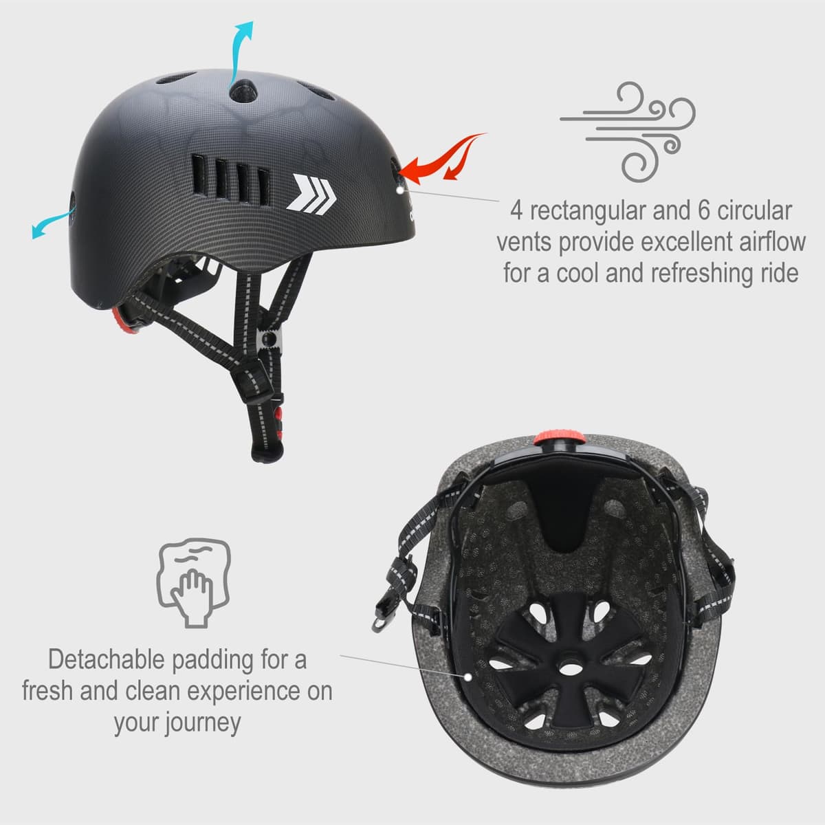 Kamugo Equipo de Protección Ajustable para Niños - Casco, Rodilleras, Coderas, Guantes, Compatible con Bicicleta, Skateboard, monopatín y Otros Deportes Extremos — view 4