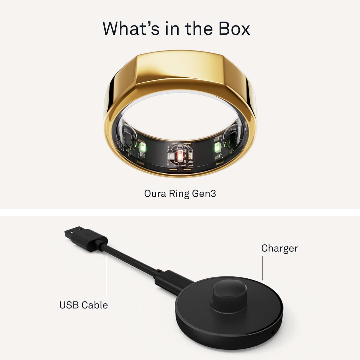 Oura Gen3 Heritage Smart Ring - Size 12, Gold | Sleep, Heart Rate and Fitness Tracking Wearable - Up to 7 Day Battery Life - iOS/Android Compatible - Size First with Oura Sizing Kit — view 8
