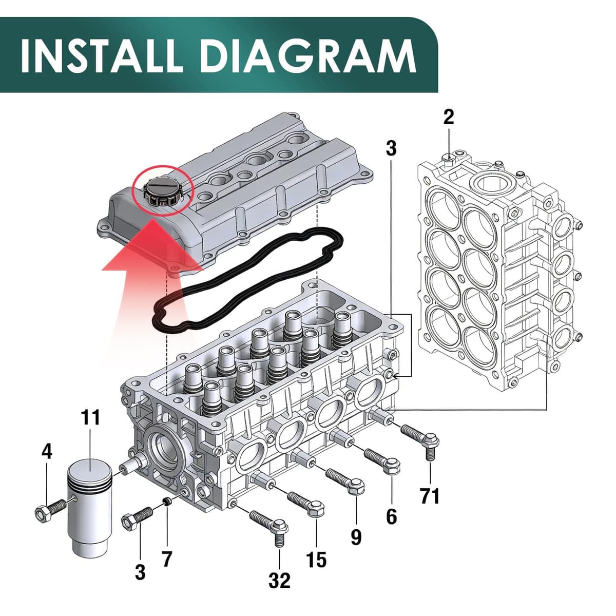 Tapa de Válvula de Motor para 206 207 307 308, Junta de Tapa de Válvula 1.6 HDI de Motor 0248L1 Accesorios para Berlingo DS3 Dispatch C2 C3 C4 C5 Fiesta MK6 MK5 Focus MK2 — view 5