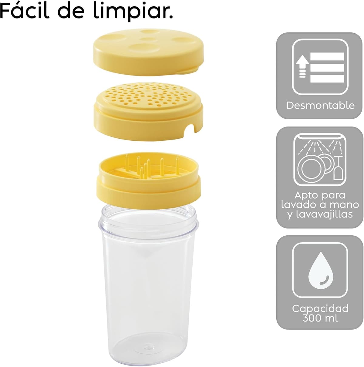 Snips - Espolverador de Queso Rallado, Quesera y Contenedor de Queso Frigorífico 2en1 - Recipientes para Alimentos con Desmenuzado y Dosificador de Quesos Integrado, 300 ml, Ø8.5x14.5cm Made in Italy Dispensador de queso 0.3 Litre — view 4