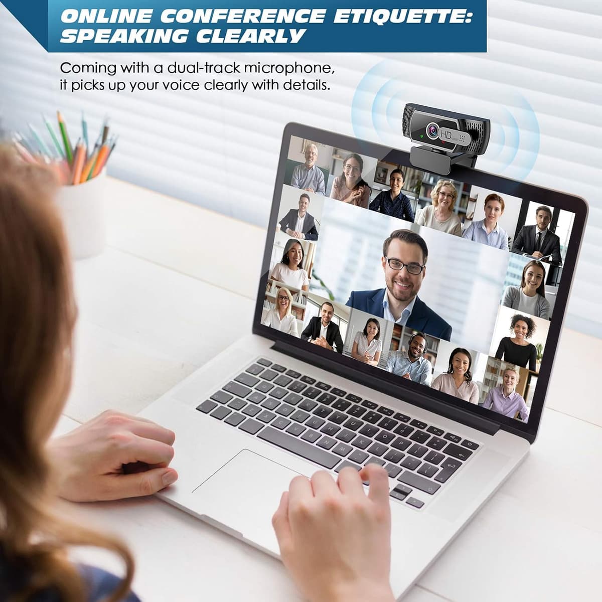 YIMONA Webcam for PC with Microphone - 1080P FHD Webcam with Privacy Cover, Plug and Play USB Web Camera for Desktop & Laptop — view 2