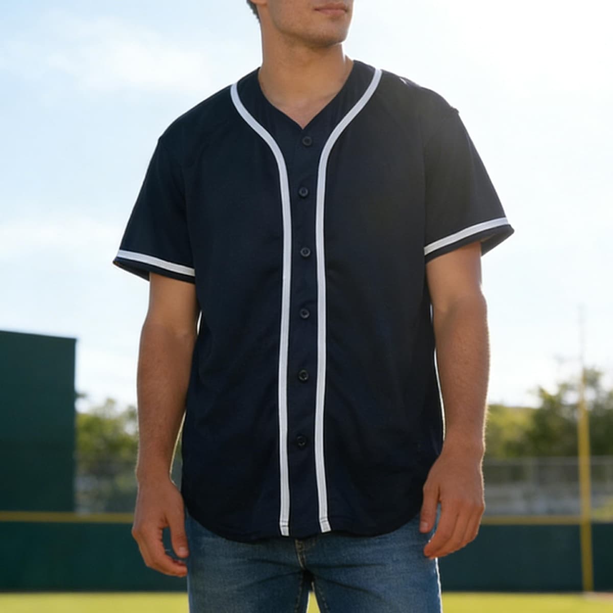 Camiseta de béisbol en blanco, camiseta casual de manga corta con botones — view 16