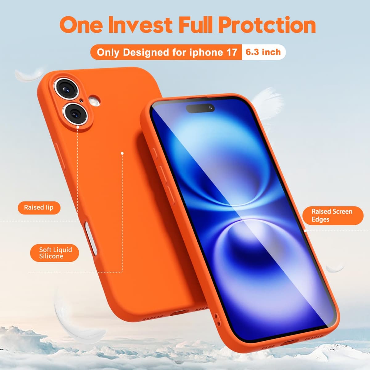oakxco for iPhone 17 Pro Max Phone Case Liquid Silicone, Cute Thin Slim Grip Soft Rubber Gel for Women Men, Smooth Matte TPU Plain Solid Color Girly Simple Case with Camera Cover, Light Pink — view 1764
