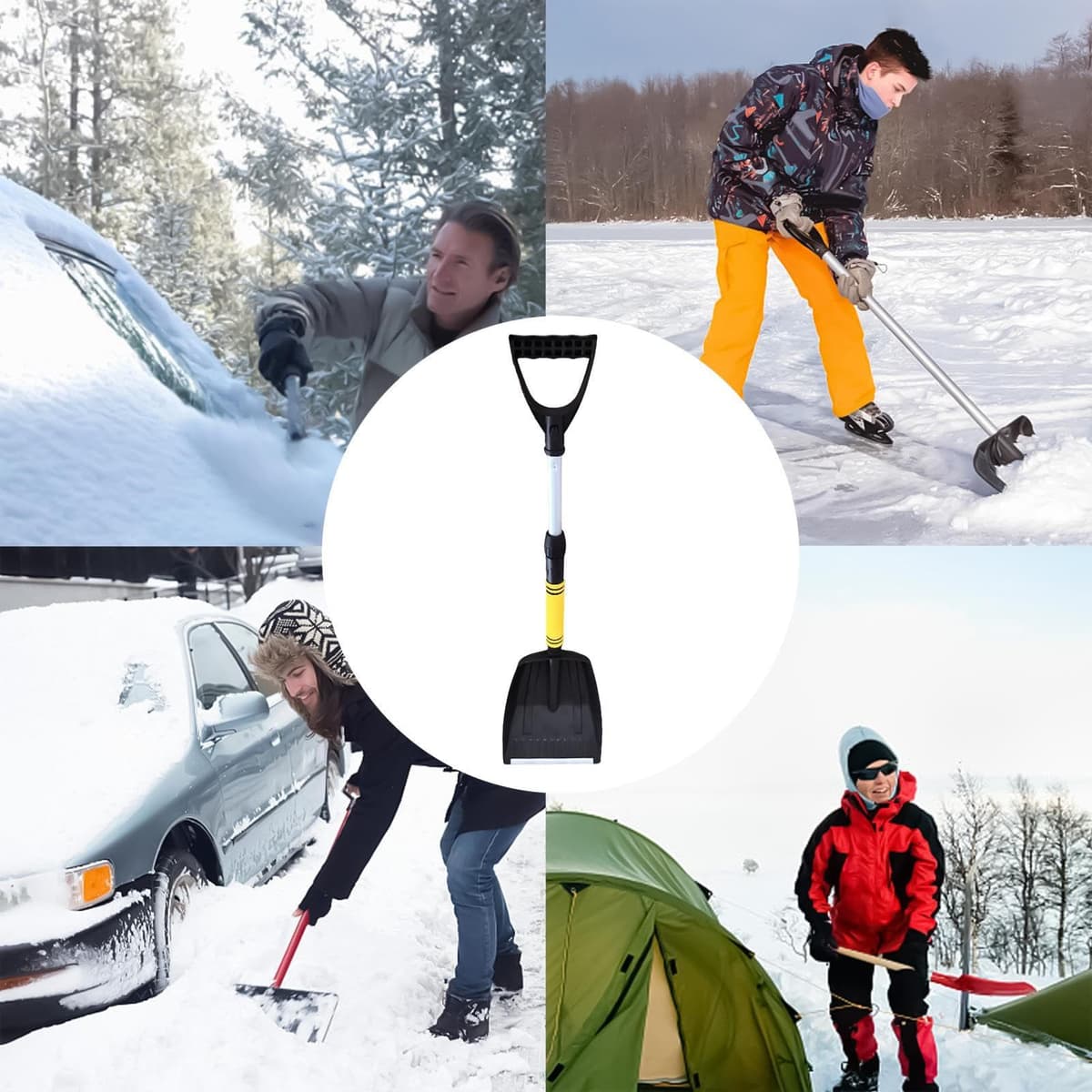 Genérico Pala de Nieve para Coche,Pala Telescópica De 71 A 86 Cm | De Nieve Compacta para Coche con Empuñadura,SUV Vehículos Motos De ATV Parabrisas Ventana Entrada De Vehículo Camping — view 4