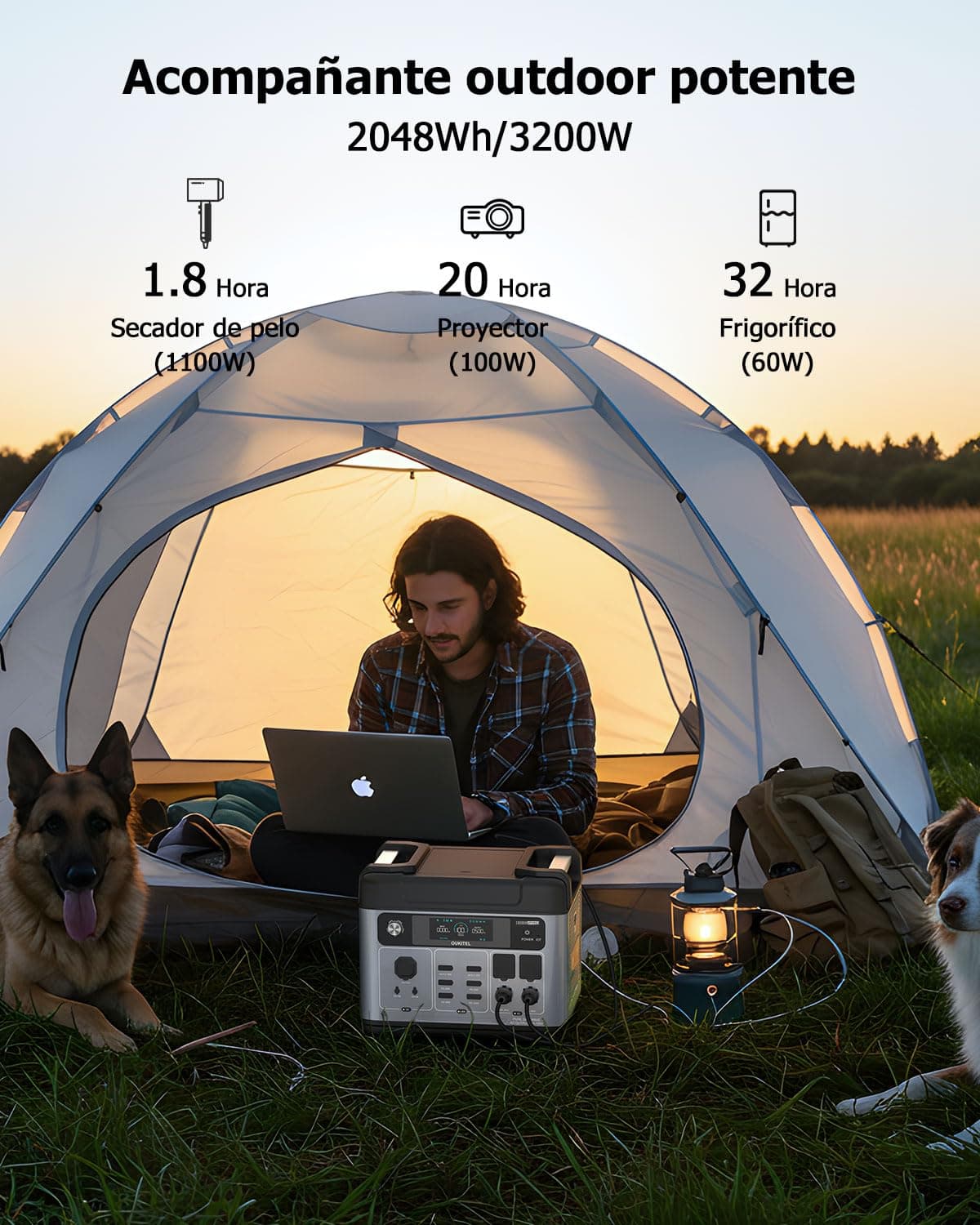 OUKITEL P2001 Pro Estación de Energía Portátil 2048Wh | 3200W (Pico 6400W) Generador Solar | 4 Salidas de CA | Carga Rápida AC 1800W en 1,2h | Entrada Solar 1000W | Batería LiFePO4 para Camping, Hogar — view 4