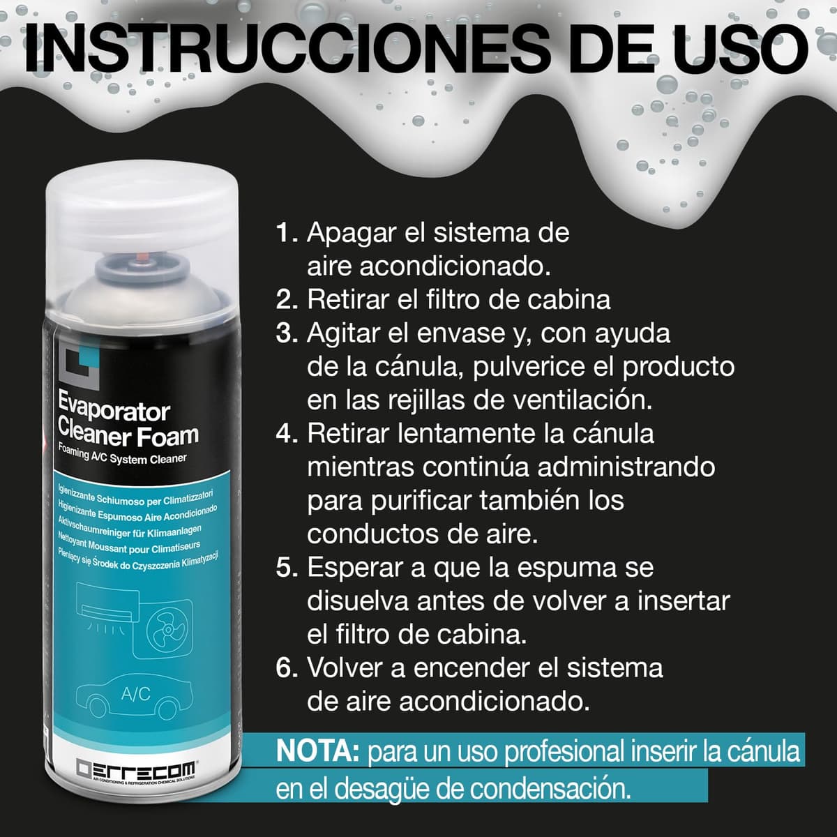 Errecom Evaporator Cleaner Foam, Limpiador Espumoso para Aire Acondicionado, 400mL — view 6