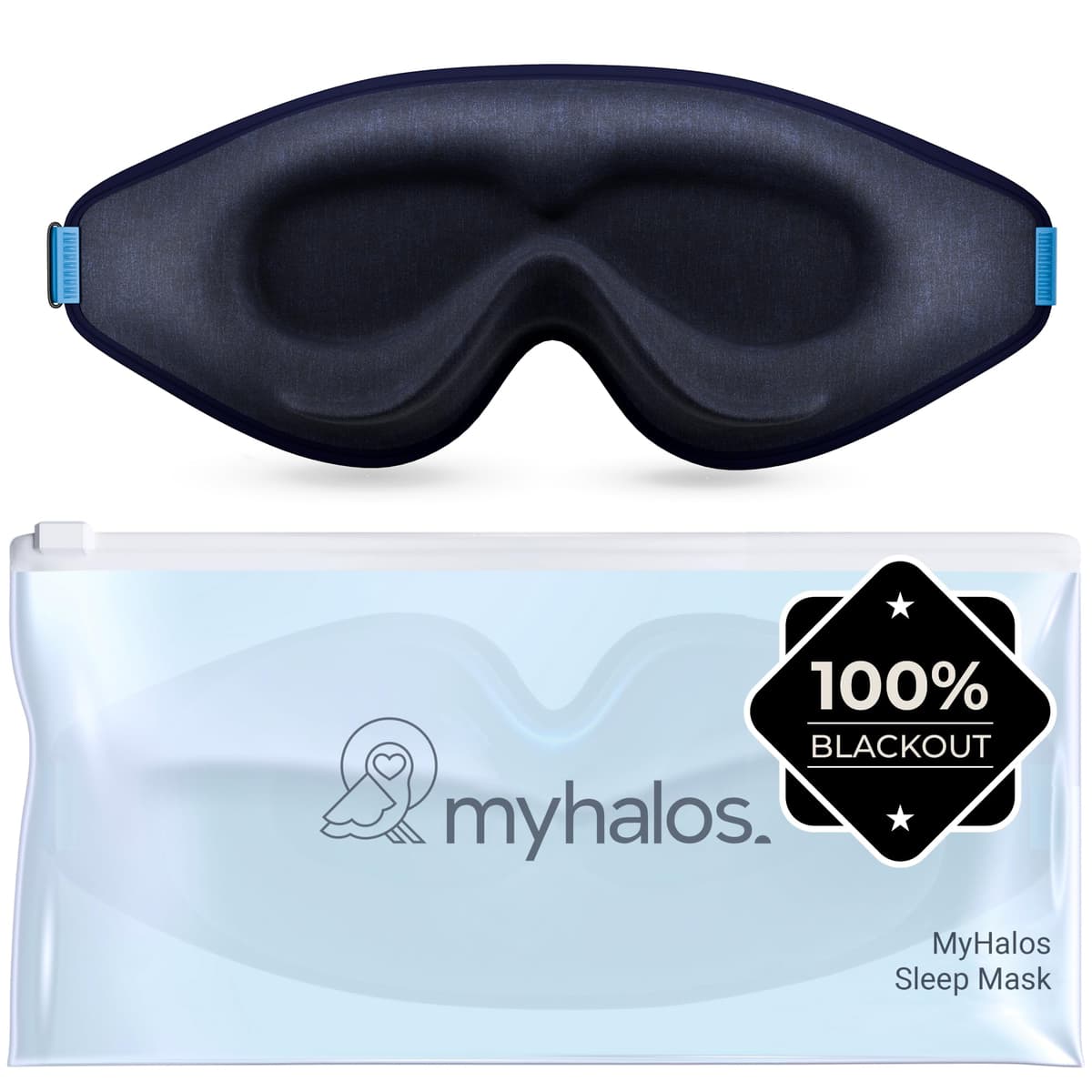 MyHalos® 100% Blackout Sleep Masks for Women & Men - Zero Eye Pressure Eye Mask for Sleeping -Our Halo Sleep Mask Includes a Storage Pouch- Black Eye Mask for Travel or Blindfold — view 10