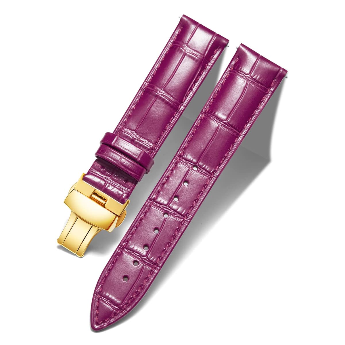 BINLUN Correa de Reloj de Cuero Correa de Piel Repuesto para Hombres/Mujeres con Hebilla de Despliegue Mariposa Plata/Oro/Oro Rosa 12mm-24mm 10 Colores — view 20
