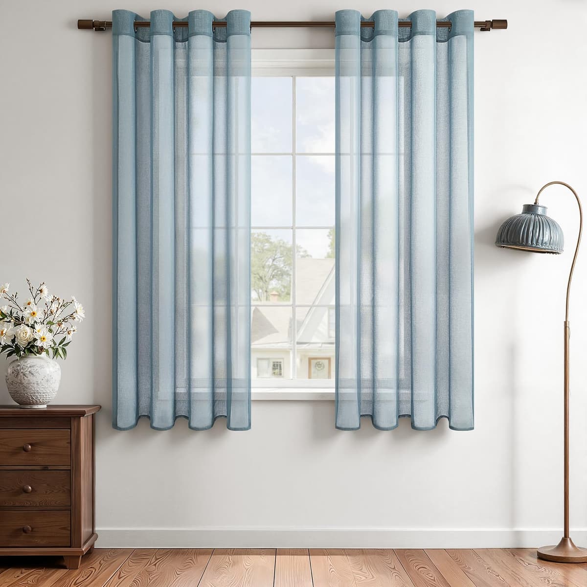 MRTREES Cortina para Ventana Dormitorio Translúcidas Visillos Paneles para Ventanas Sala para Niños Sala Comedor 2 Piezas 140×245cm Blanco — view 12