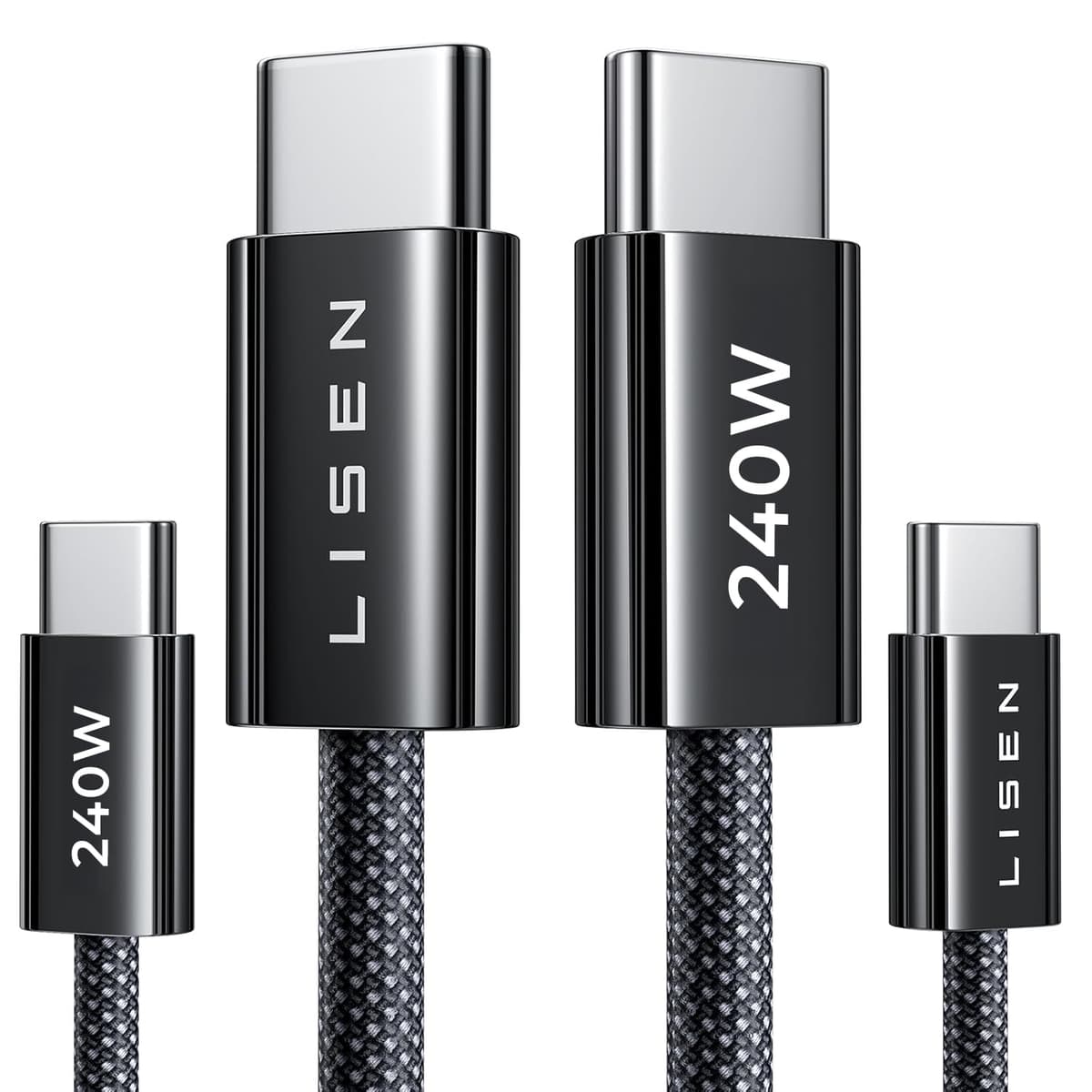 LISEN 240W USB C to USB C Cable [2-Pack 2m] USB C Charger Cable, Nylon Type C Charger Cable Fast Charging for iPhone 17 16 15 Pro Max, MacBook Pro/Air, iPad Pro, Samsung Galaxy S25 S24, Switch 2 — view 14