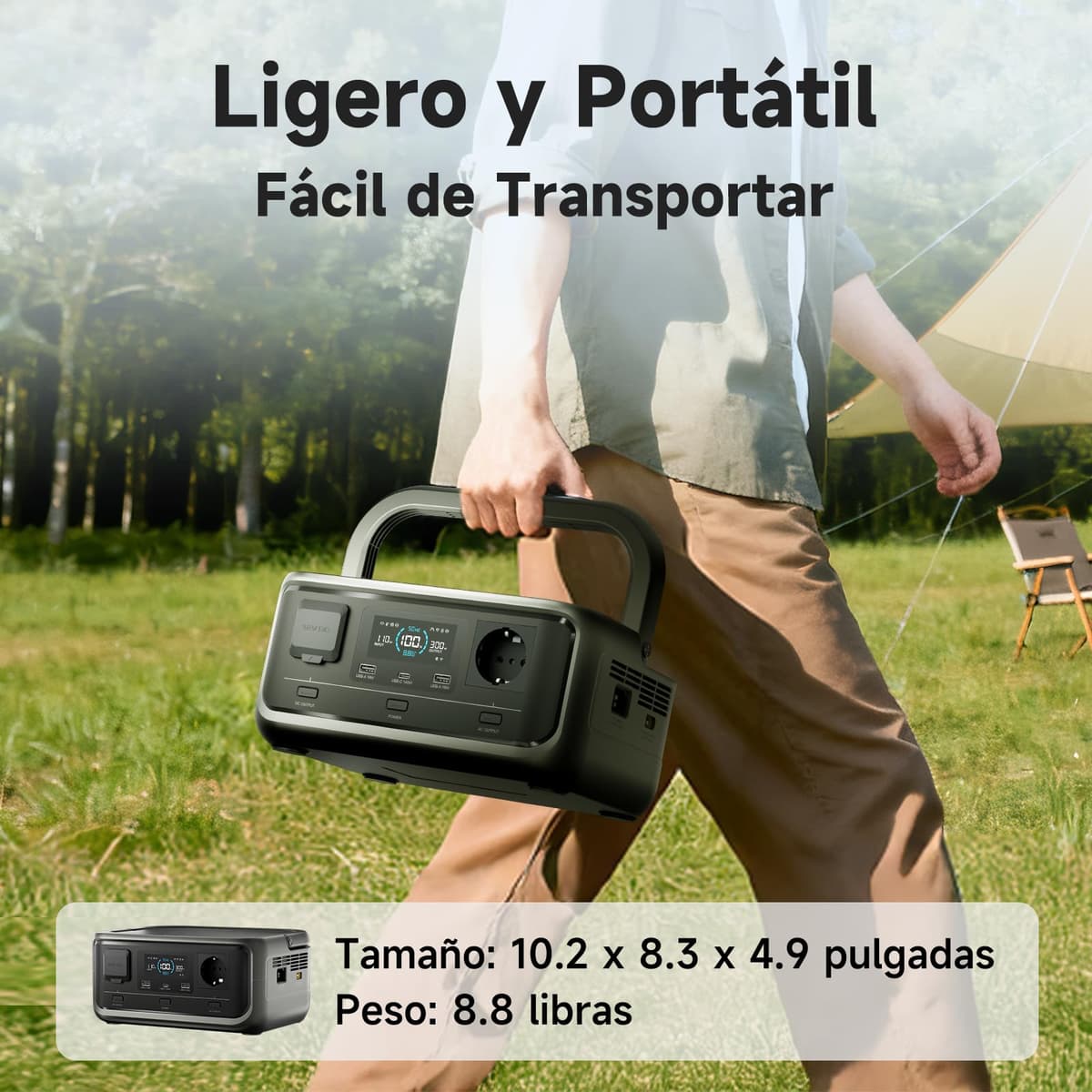 ALLPOWERS VOLIX P300 Generador Solar Portátil 300W(pico 600W)/256Wh,Batería LiFePo4,SAI<20ms,MPPT 110W max,Carga Rápida 80% en 1h,Incluye Panel Solar SOLAX SE100-100W,para Hogar Emergencias Exteriores — view 3