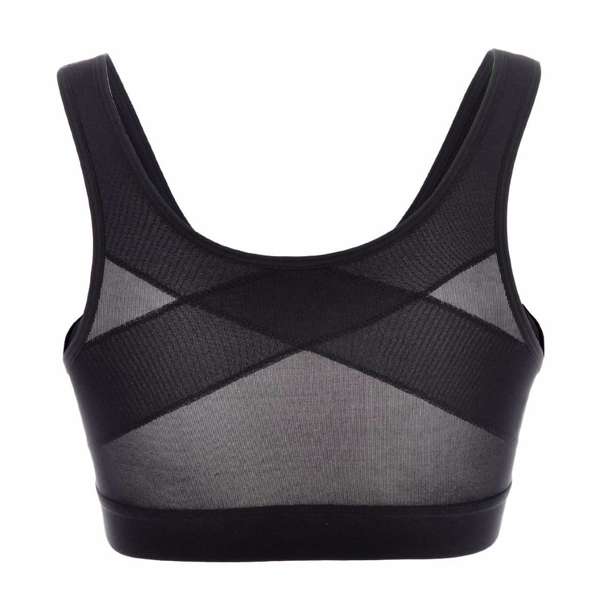 SYROKAN Women's Sports Bra High Impact Front Fastening Zipper Wireless Post Surgery Support Workout Bra — view 4