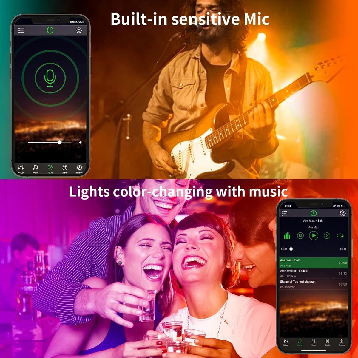 KSIPZE 30m Led Strip Lights RGB Music Sync Color Changing, Led Lights with Smart App Control Remote, Lights for Bedroom Lighting Flexible Home Decoration — view 2