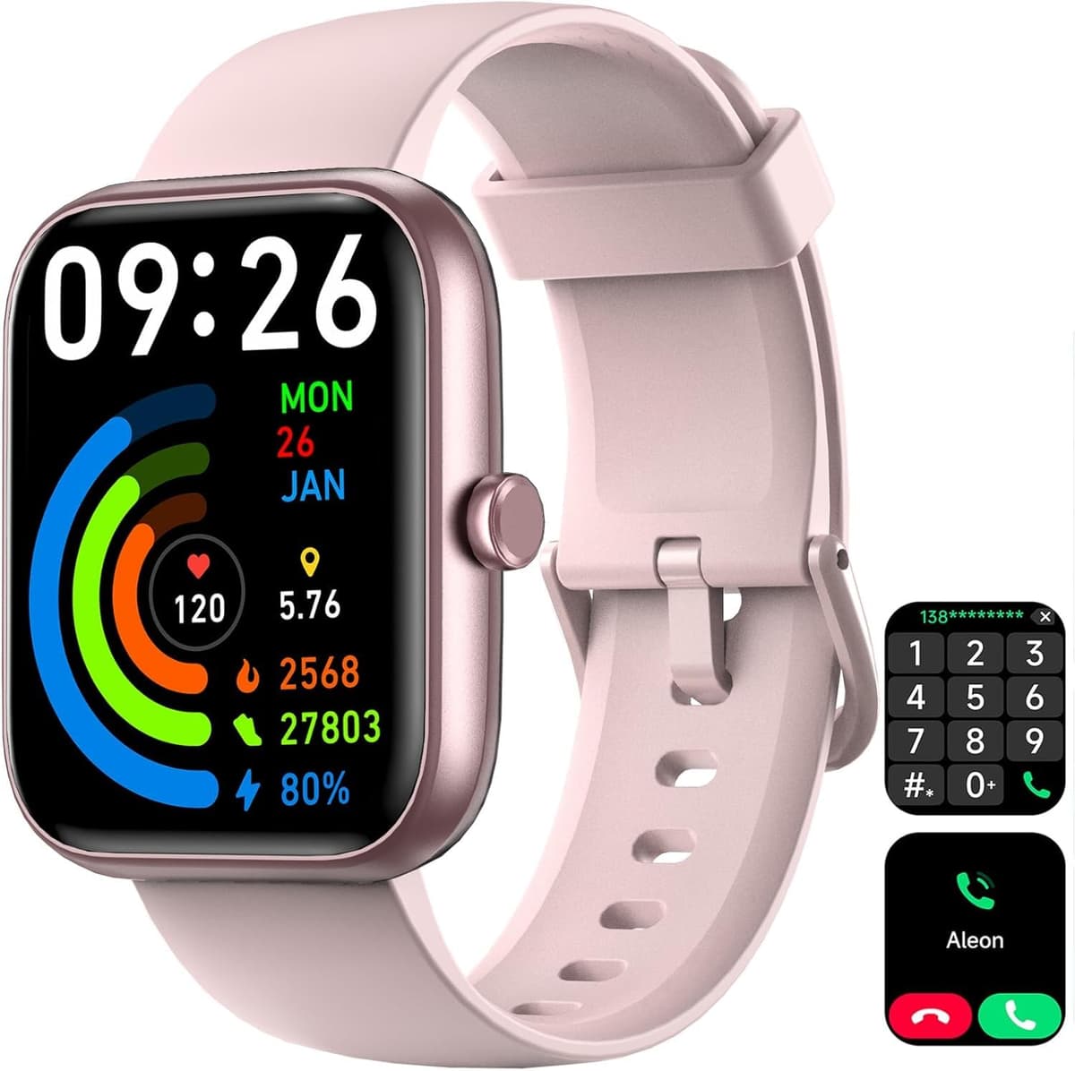 Smart Watch for Men Women with Bluetooth Call, Alexa Built-in, Heart Rate & Sleep Monitor, 1.83" DIY Dial Fitness Watch with 100+ Sport Modes, IP68 Waterproof, Compatible with Android iOS — view 4