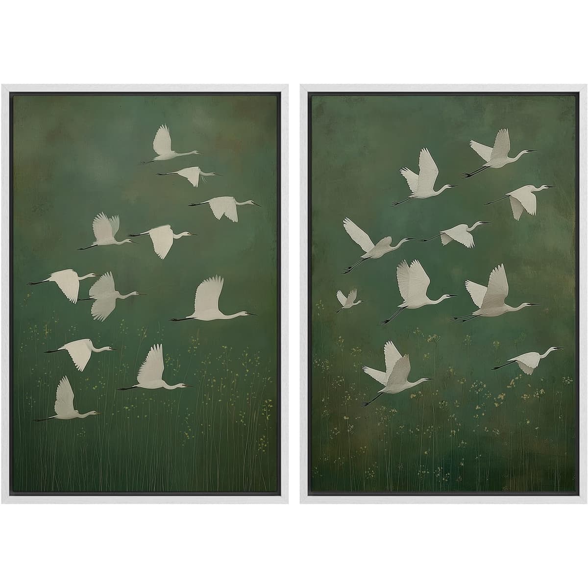 SIGNFORD Framed Canvas Print Wall Art Set Soft Hydrangea Pair Light Blue Florals with Green Leaves Illustration Modern Art Decorative Nordic Nature for Living Room, Bedroom, Office - 24"x36"x2 White — view 18
