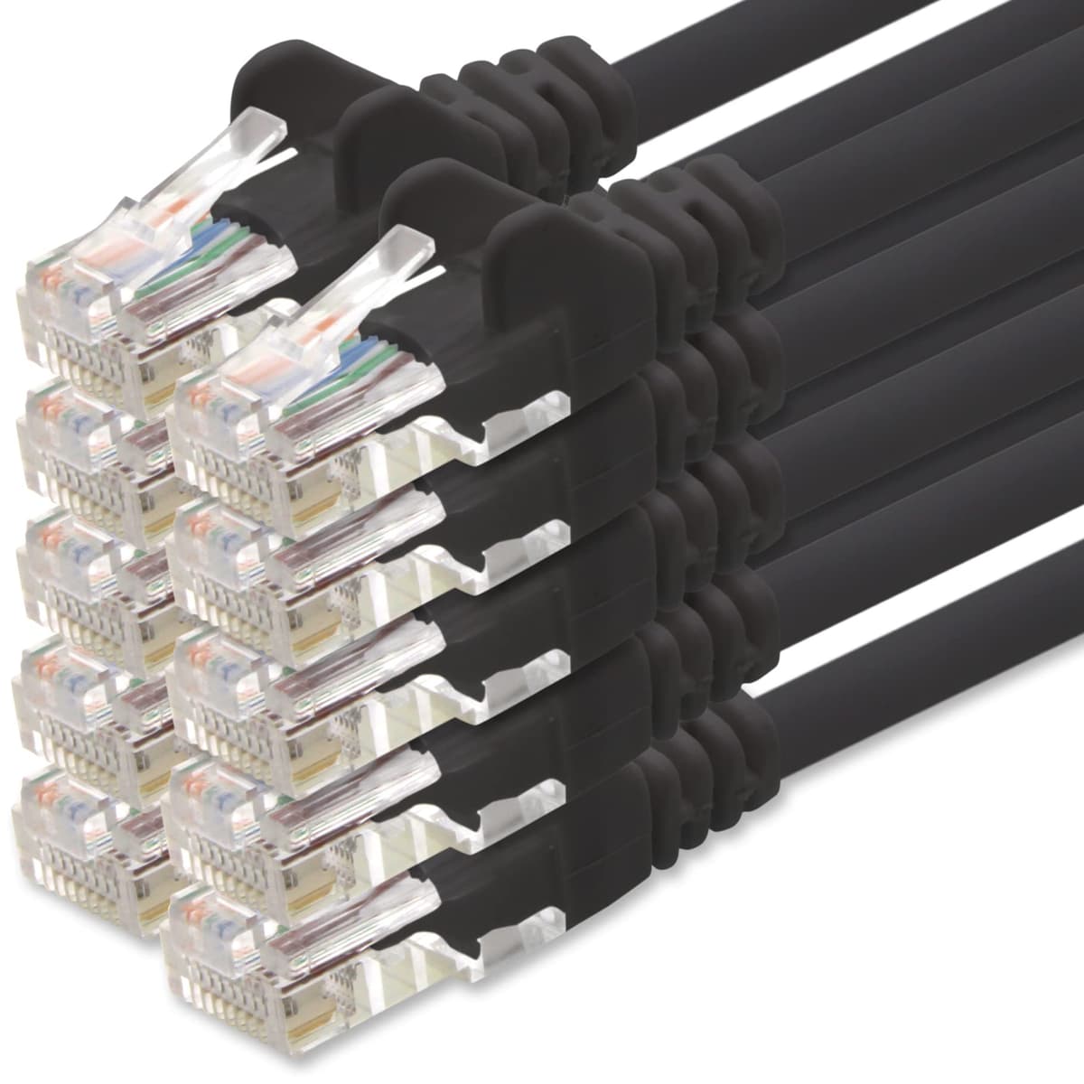 1aTTack.de 0.25m - black - 10 pieces - (PACK) - CAT.6 CAT6 Ethernet LAN network cable 1000 Mbit/s patch cable — view 53