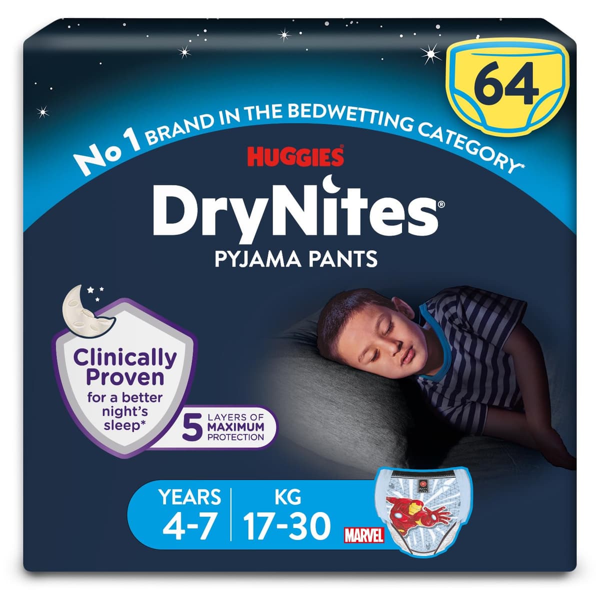 HUGGIES DryNites, Pyjama Pants, Boys 13+ Years (48-60KG), 33 x Bedwetting Pants, Up to 100% Leak Free Nights — view 11