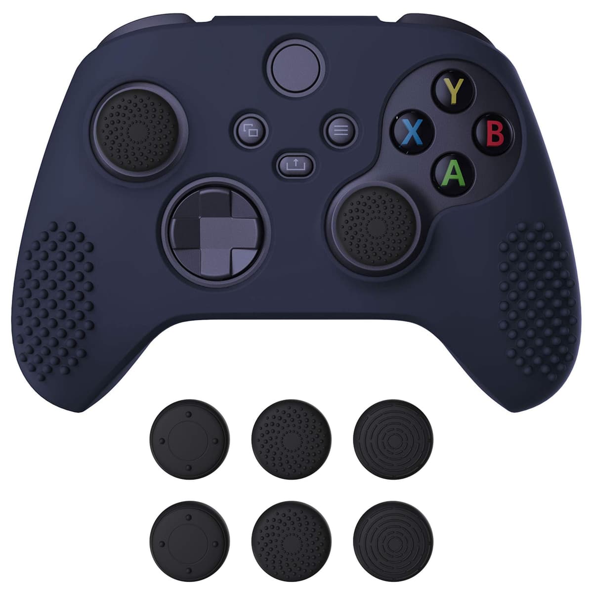 eXtremeRate PlayVital Funda de Silicona para Xbox Series X/S, Carcasa Antideslizante con 6 Thumb Grips, Protector Ergonómico, Accesorios para Xbox Series X/S - 3D Tachonado (Oscuro Gris Negro) — view 28