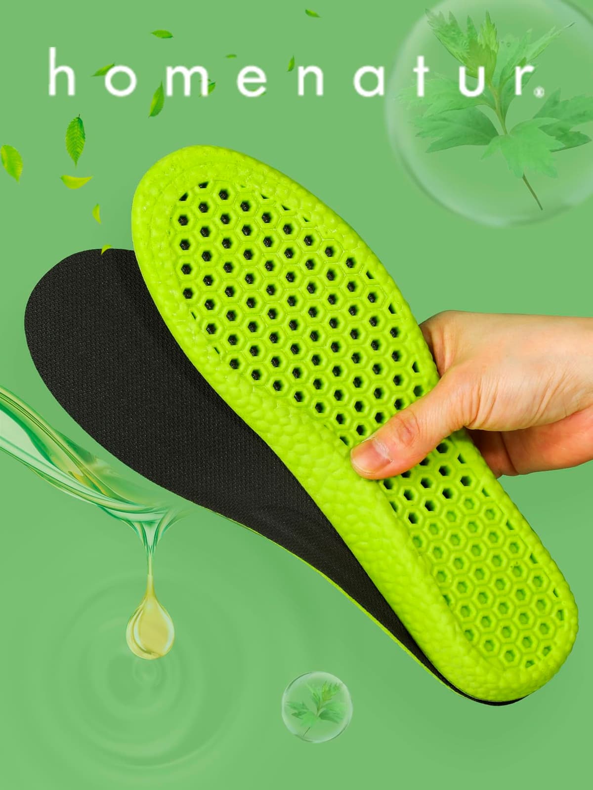 HOMENATUR Plantillas Gel Hombre Trabajo Mujer - PU - Uso Diario Calzado Deportivo - Diseño Transpirable - Cuidado de Pies - Silicona Foam Memory Alivio Taloneras - Padel Ciclismo (43-44) — view 2