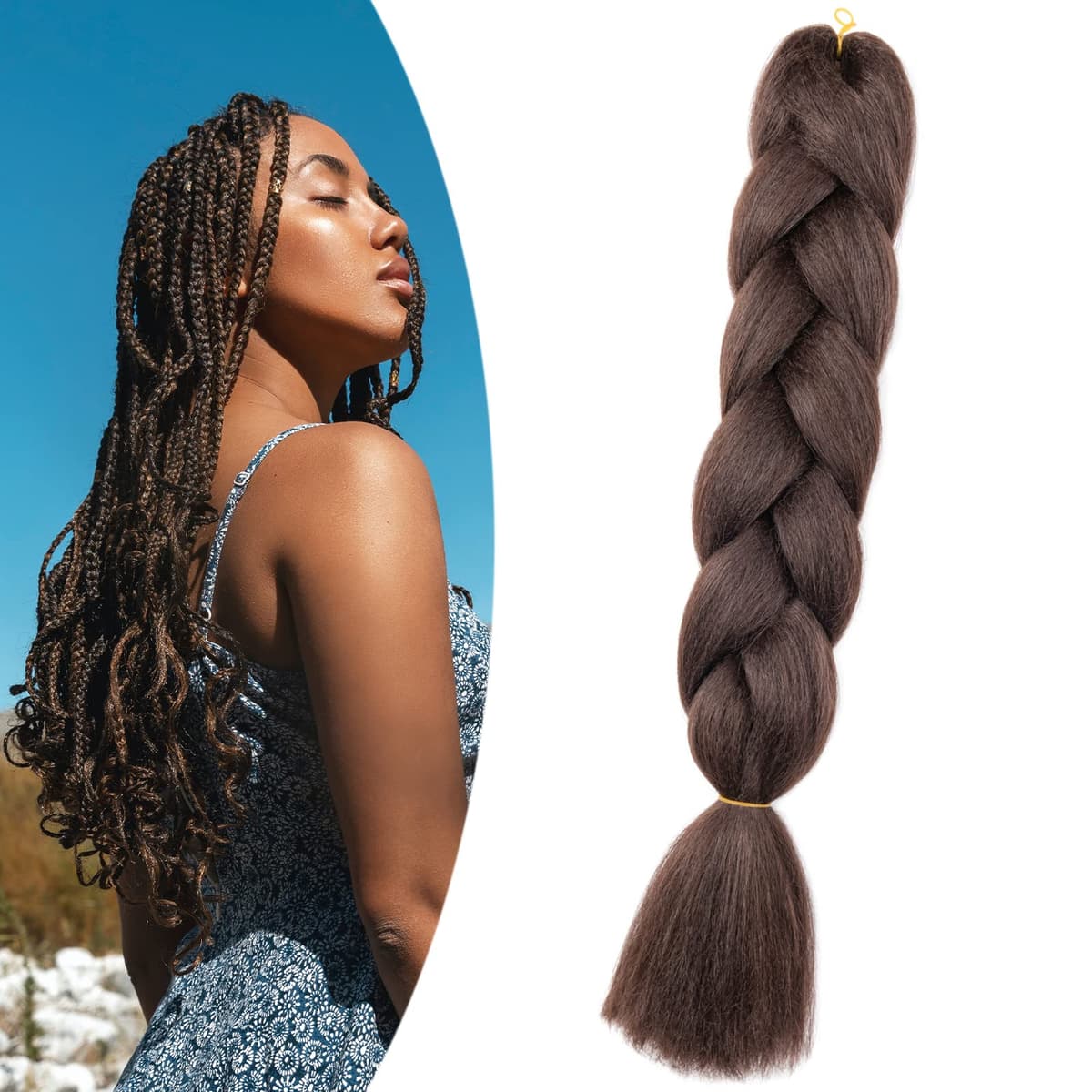 60cm Extensiones de Pelo Trenzas Africanas Castaño Oscuro Extensiones para Trenzas Africanas 1 pcs 100g Kanekalon Pelo para Trenzas Africanas Sintetico Extensiones de Trenzado Cabello Braiding — view 69