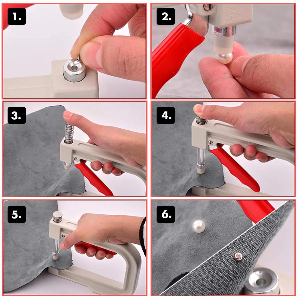 Trimming Shop Pearl Rivets Studs Round Rivets with Four Claw Nail Studs for Embellishment Clothing, Bags, Leathercrafts, Shoes Decoration, Jewelry Making, 8mm, 100 Sets — view 4