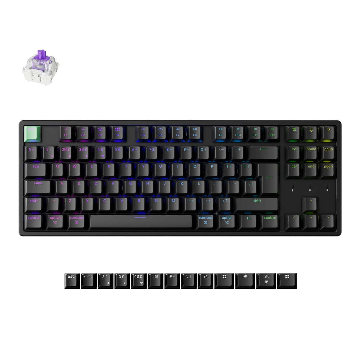 Keychron K8 HE Mechanical Keyboard TKL Wireless Bluetooth 2.4G Wired Triple Mode, Hot Swappable Hall Effect with QMK VIA Aluminum+Wood Frame Rapid Trigger for Mac Windows Linux - Black UK Layout — view 10