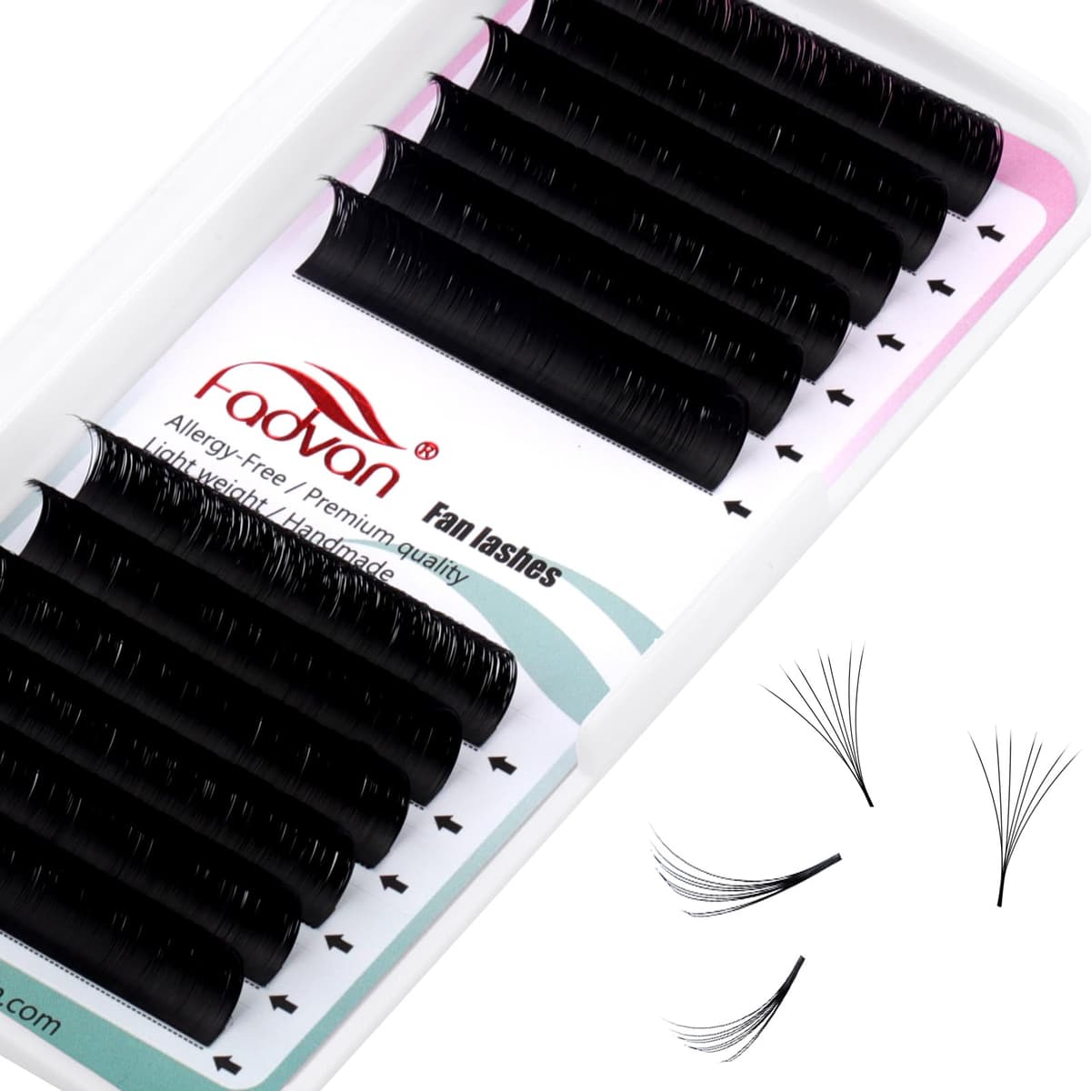 FADVAN Easy Fan Lashes, Self Fanning Volume Russian Eyelash Extensions 0.07D Curl 14mm Mixed Length Automatic Blooming Volume Easy Fan Lashes(0.07-D-14)