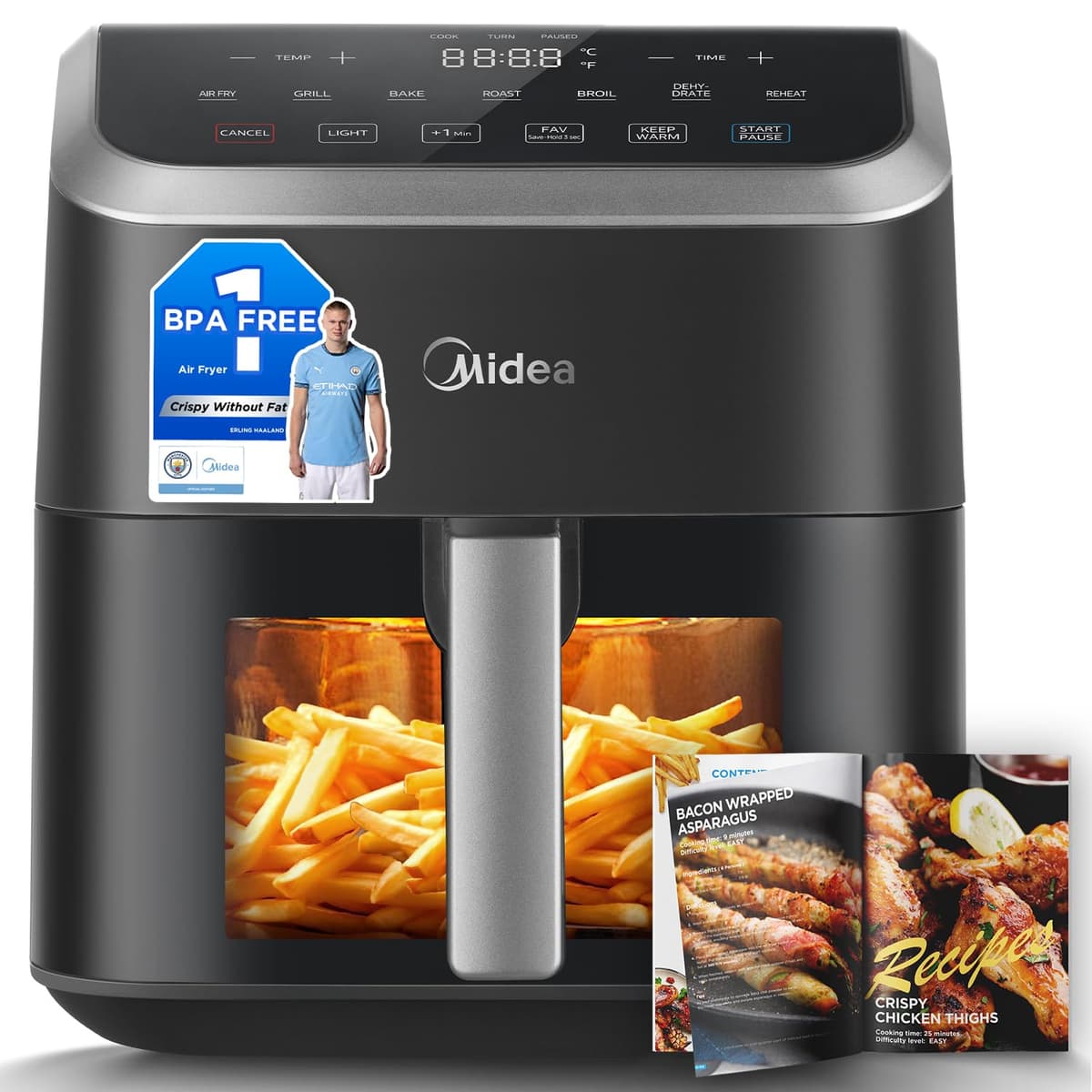 Midea Compact 2L Air Fryer – 12 Preset Menus, Adjustable Timer, 80-200°C Temperature Control, 1150W, Dishwasher-Safe Non-Stick Basket, BPA-Free, Space-Saving Design – Ideal for Small Kitchens (Black) — view 9
