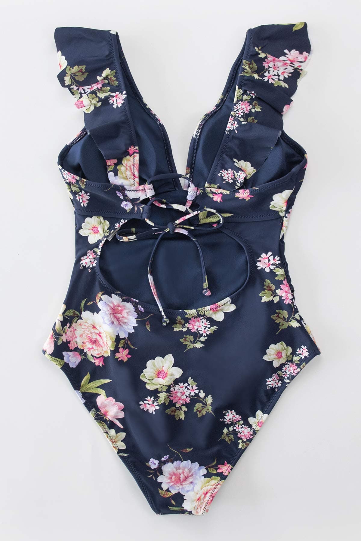 CUPSHE Bañador para Mujer Volante Cuello en V Fruncido Traje de Baño de Una Pieza — view 5