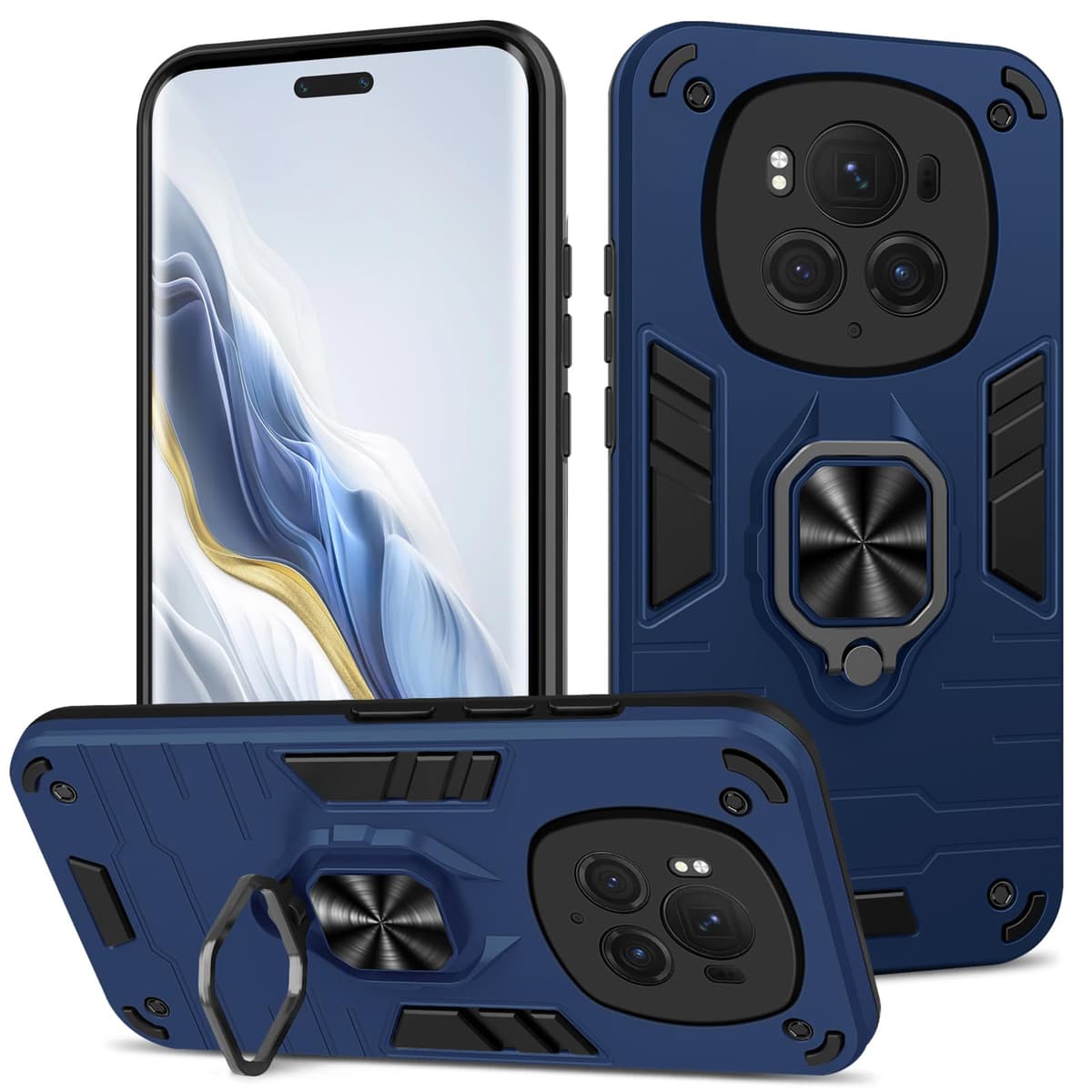 Funda para CMF Phone 2 Pro, Carcasa Antigolpes con Soporte anular metálico, Case Protectora de Grado Militar, Negro — view 1110