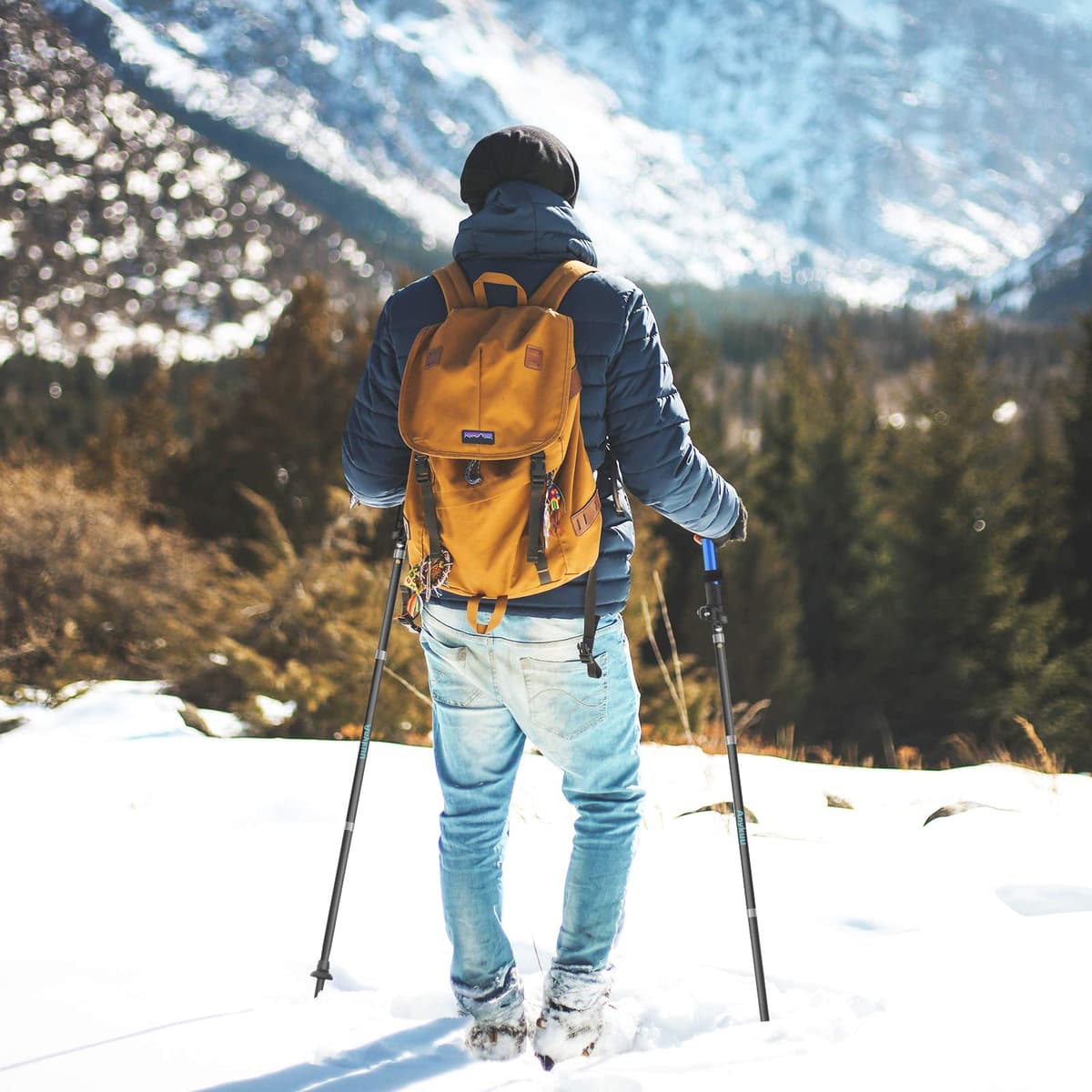 Anykuu 7075 Bastones de Senderismo de Aleación de Aluminio 2pcs y EVA Bastones Trekking Bastones Marcha Nordica Plegables Ajustar la Longitud 110-130CM para Senderismo Viaje Alpinismo Trail — view 9