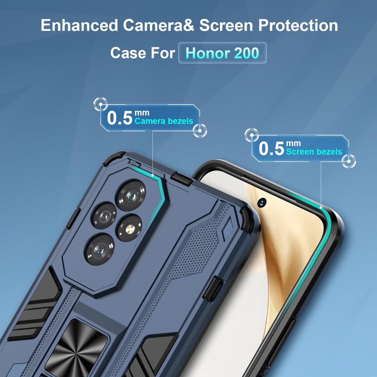 Funda para CMF Phone 2 Pro, Carcasa Antigolpes con Soporte anular metálico, Case Protectora de Grado Militar, Negro — view 486