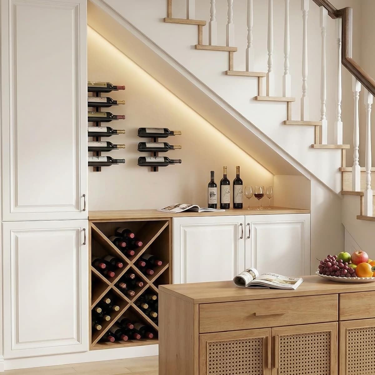 B4Life Estante De Vino Montado En La Pared,botellero Pared,botellero Vertical,Botella Vino Pared,estantería De Vino, Botella Vino Paredpara 9 Botellas, Soporte De Madera para Cocina, Comedor, Bar — view 5
