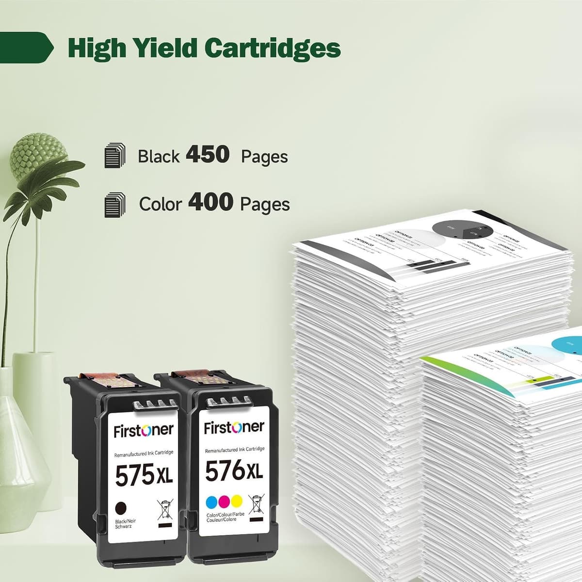 Firstoner 575 576 Ink Cartridges, PG-575 XL CL-576 XL Replacement for Canon 575 576 Ink Cartridges Original for PIXMA TS3550i — view 2