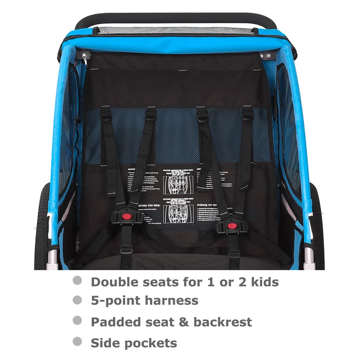 Tiggo S2 - Remolque infantil con suspensión para jogger 2 en 1, para niños, para bicicleta, giratorio 360° — view 5