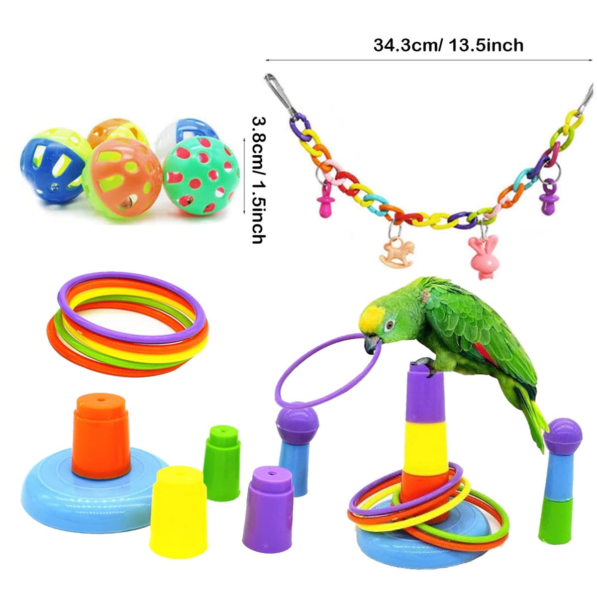 Aircris Allazone 17 Juguetes para pájaros, Juguetes de mascar para pájaros, Juguete para Colgar para Loro, Juguete de Entrenamiento de pájaro para Loro, calopsita, conuras, Independientes, pinzones — view 5