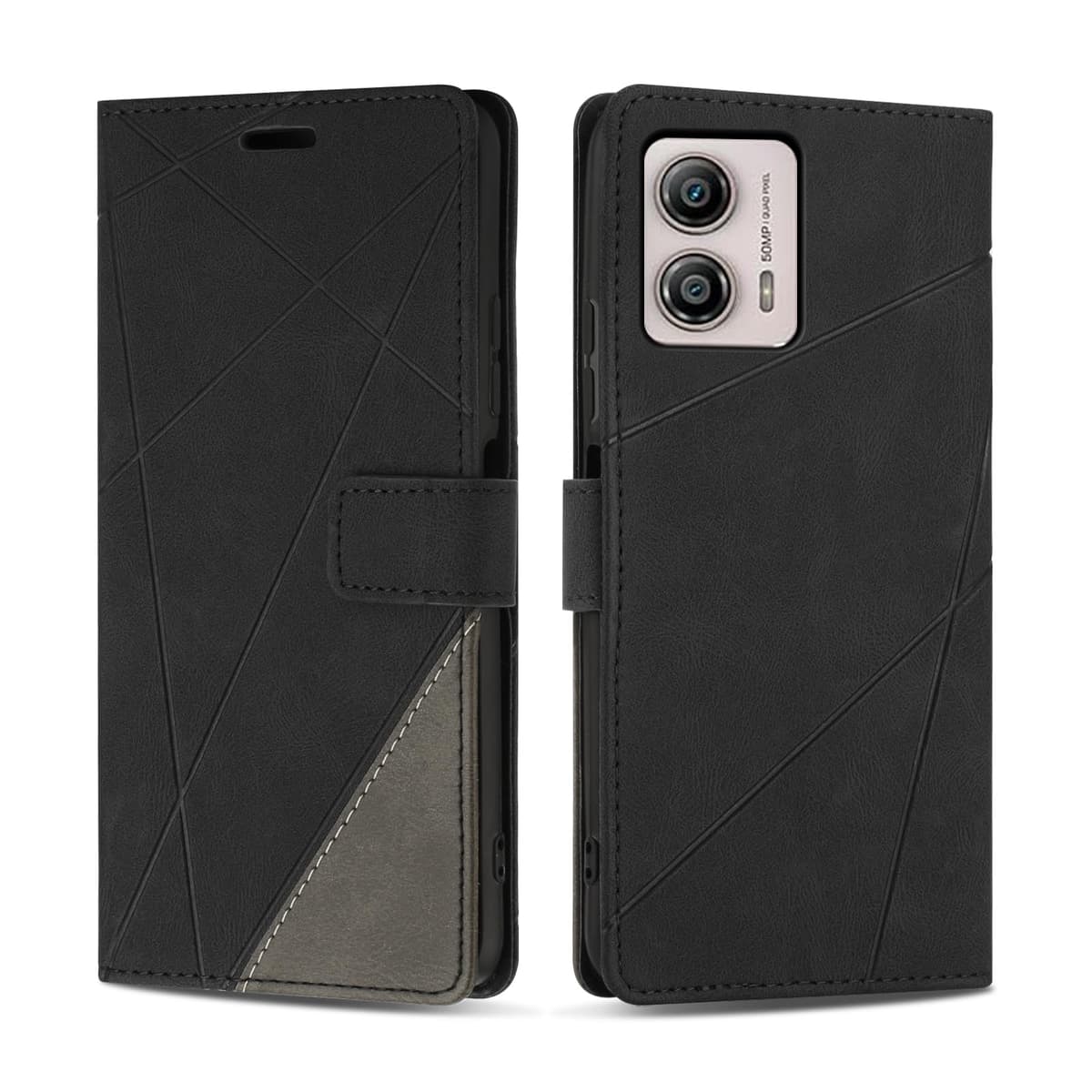 Case for MOTO G53 5G, PU Leather Flip Wallet Case Magnetic Closure Cover Card Slots Phone Case for MOTO G53 5G, Black