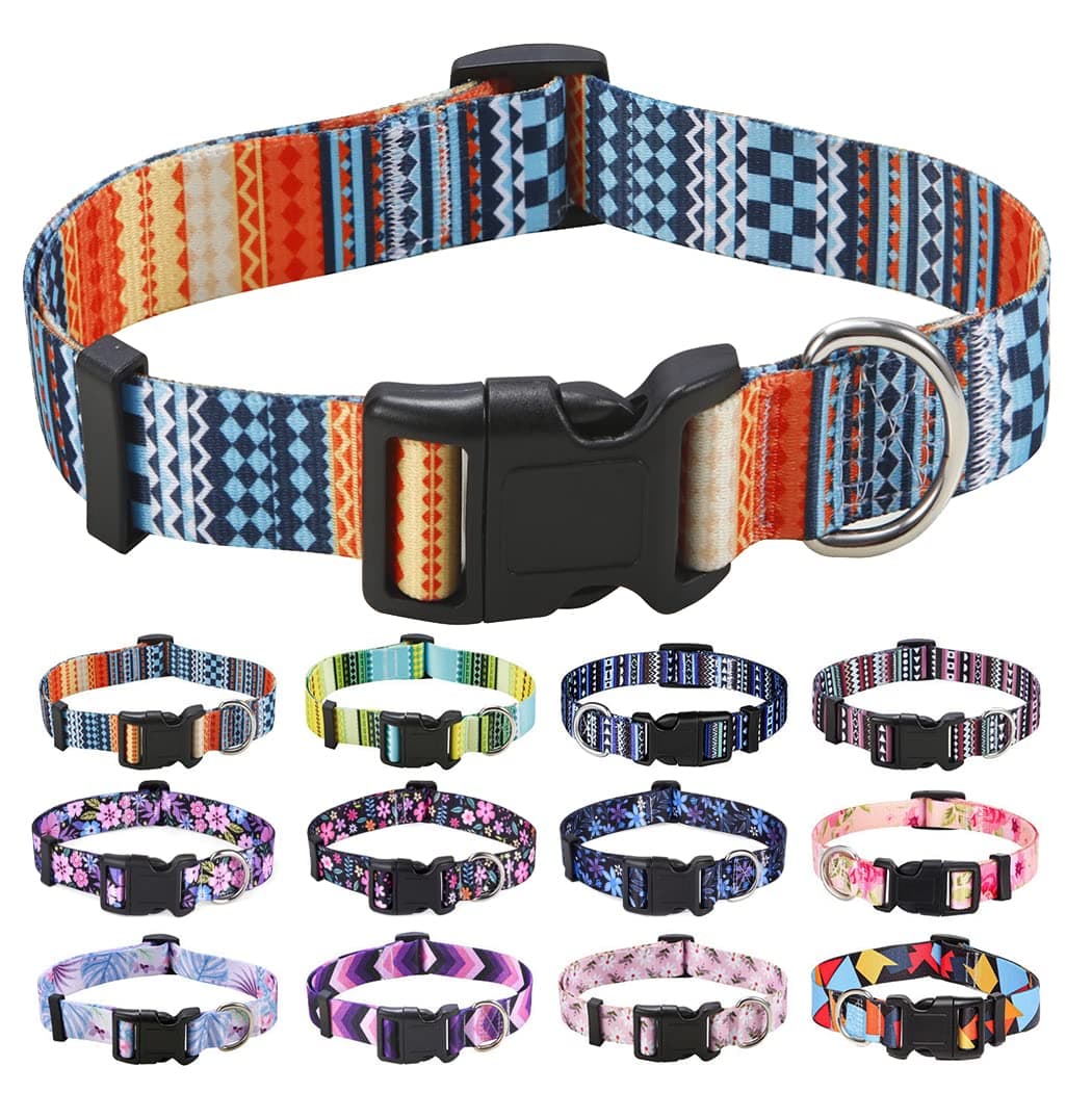 Mihqy Dog Collar for Small Dogs, Cute Small Medium Large Dog Pet Collar, with Floral Patterns, Soft Adjustable for Boy Girl Female Male Puppy Dog Collar(Floral Pink,S) — view 44