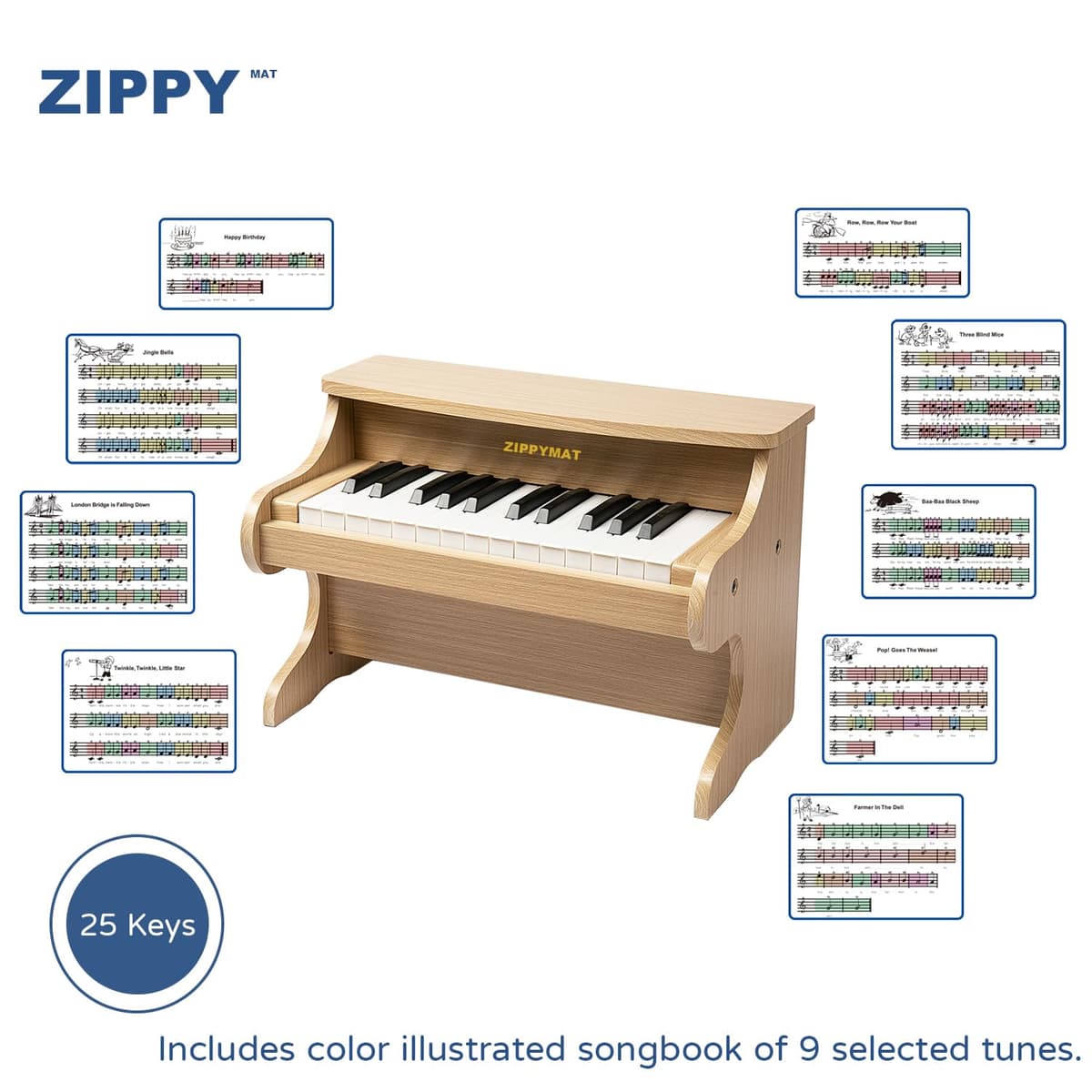 Piano Digital para Niños, Mini Música Instrumento Educativo Juguete, Piano de Madera para Niños Pequeños (Roble) — view 5