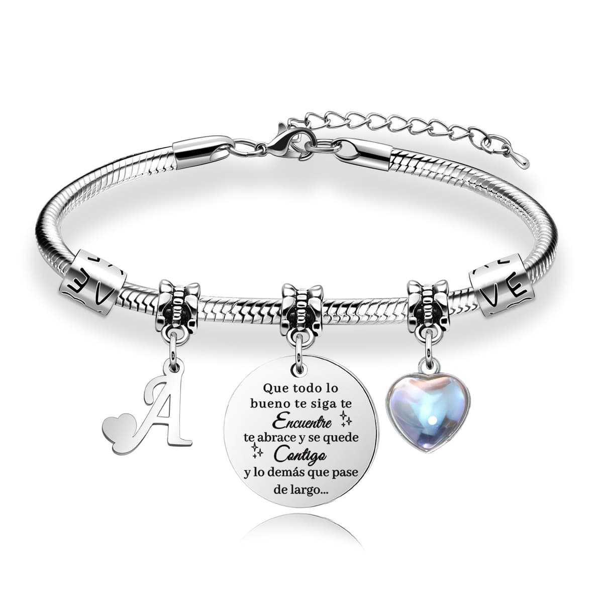 Regalos para Mujeres Pulsera de Plata con Letras Iniciales - Regalo Personalizado para Hija, Sobrina, Hermana, Amiga, Adolescente, Madre y Tía — view 5