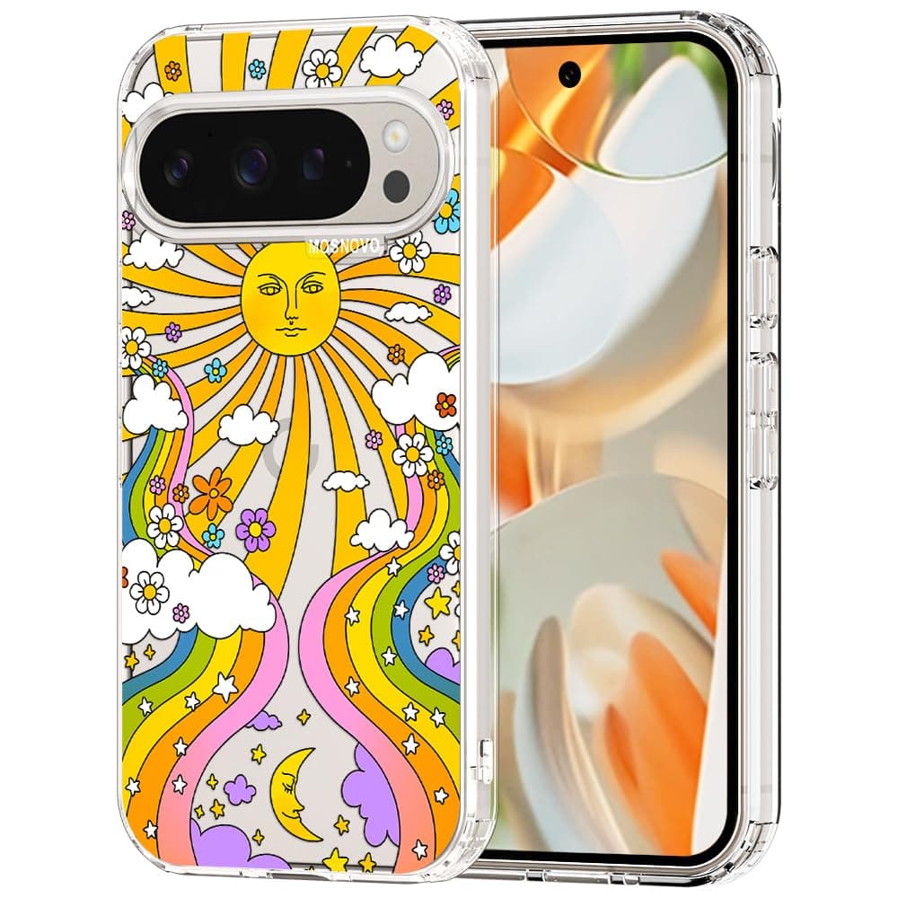 MOSNOVO Case for Google Pixel 9 & Pixel 9 Pro, [Buffertech 6.6ft Military-Grade Drop Protection] [Anti Peel Off Tech] Clear TPU Bumper Phone Case Cover Design - Eucalyptus — view 133