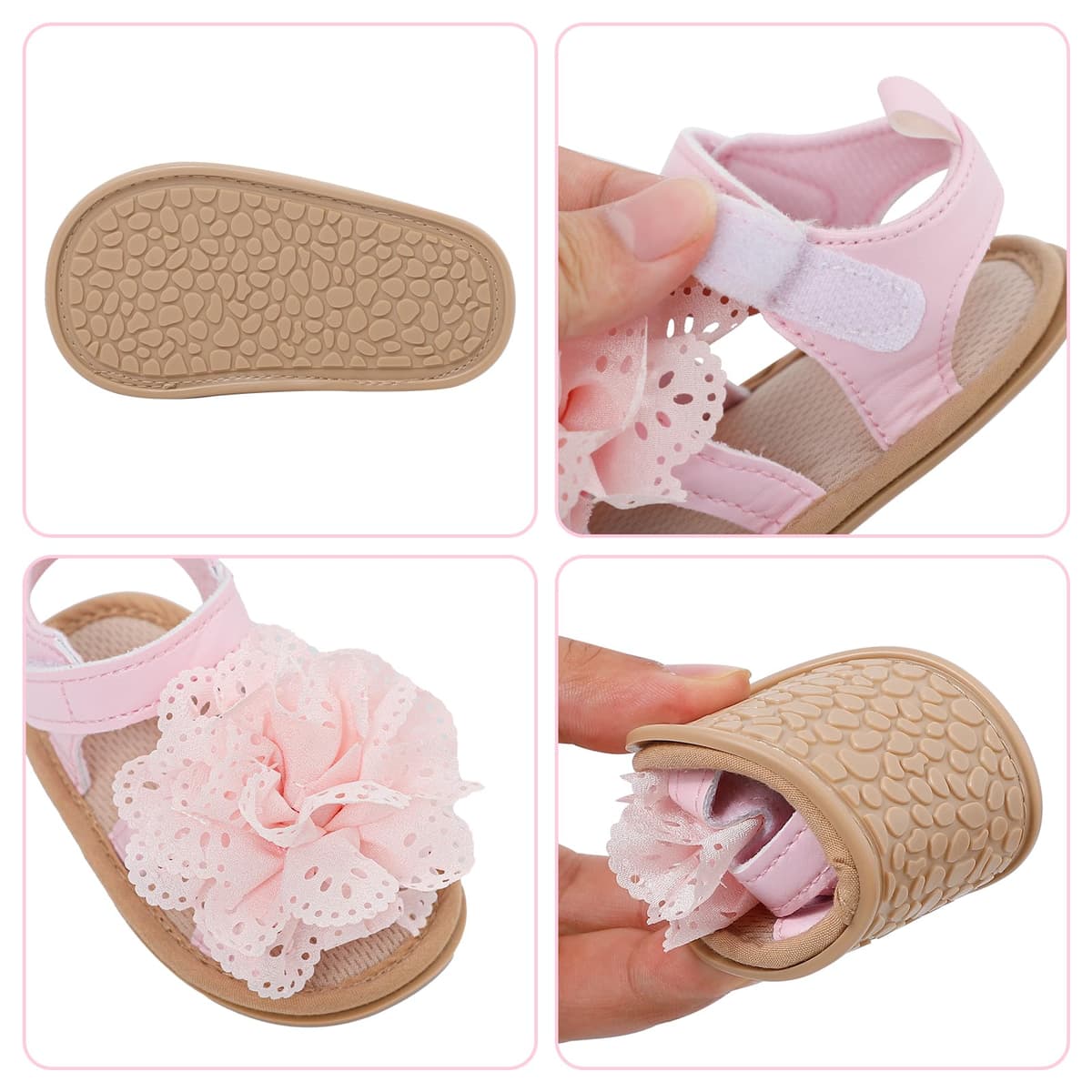 LACOFIA Baby Girls Sandals Infant Summer Shoes Anti-Slip First Walking Shoes — view 3